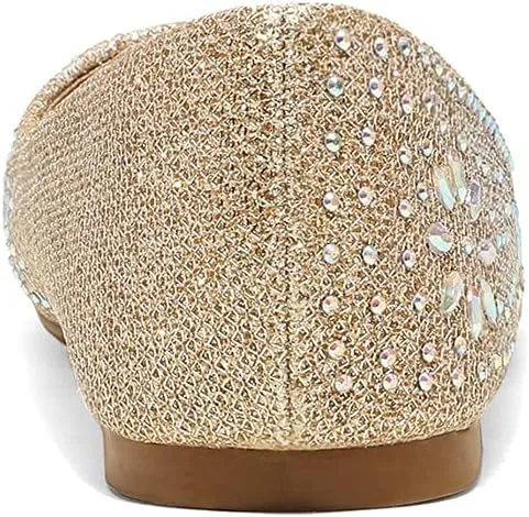 DREAM PAIRS Girls Dress Shoes Slip-on Rhinestone Glitter Ballet Flats for Wedding, Party, Birthday, Prom, Little Kid/Big Kid