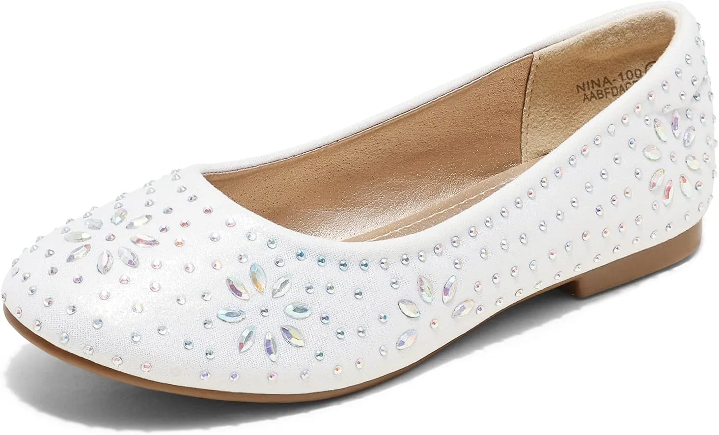 DREAM PAIRS Girls Dress Shoes Slip-on Rhinestone Glitter Ballet Flats for Wedding, Party, Birthday, Prom, Little Kid/Big Kid