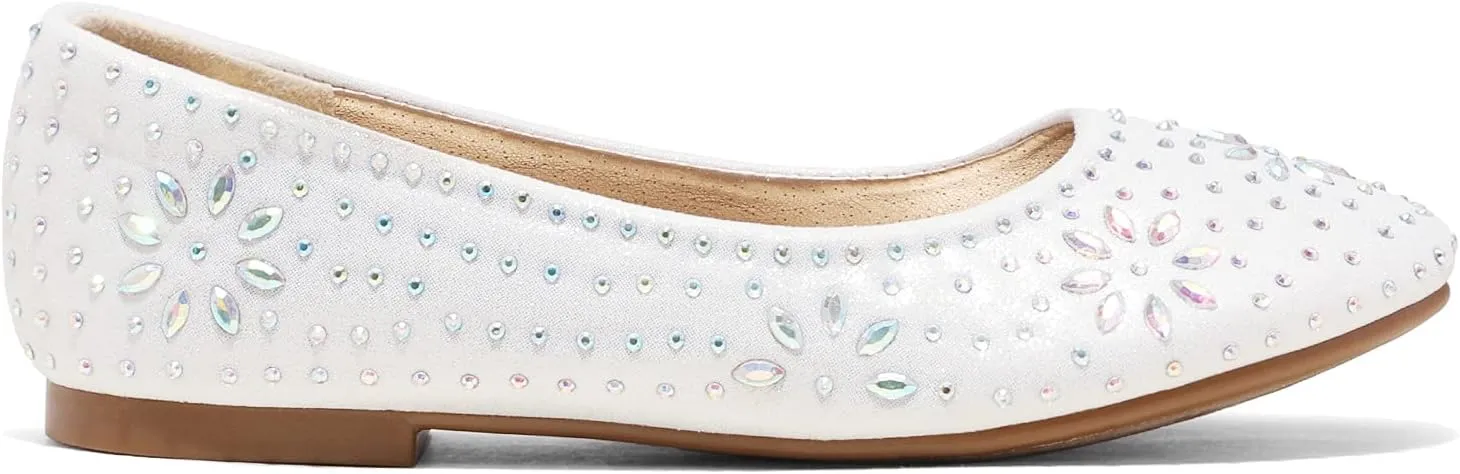 DREAM PAIRS Girls Dress Shoes Slip-on Rhinestone Glitter Ballet Flats for Wedding, Party, Birthday, Prom, Little Kid/Big Kid