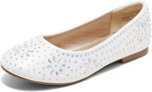 DREAM PAIRS Girls Dress Shoes Slip-on Rhinestone Glitter Ballet Flats for Wedding, Party, Birthday, Prom, Little Kid/Big Kid