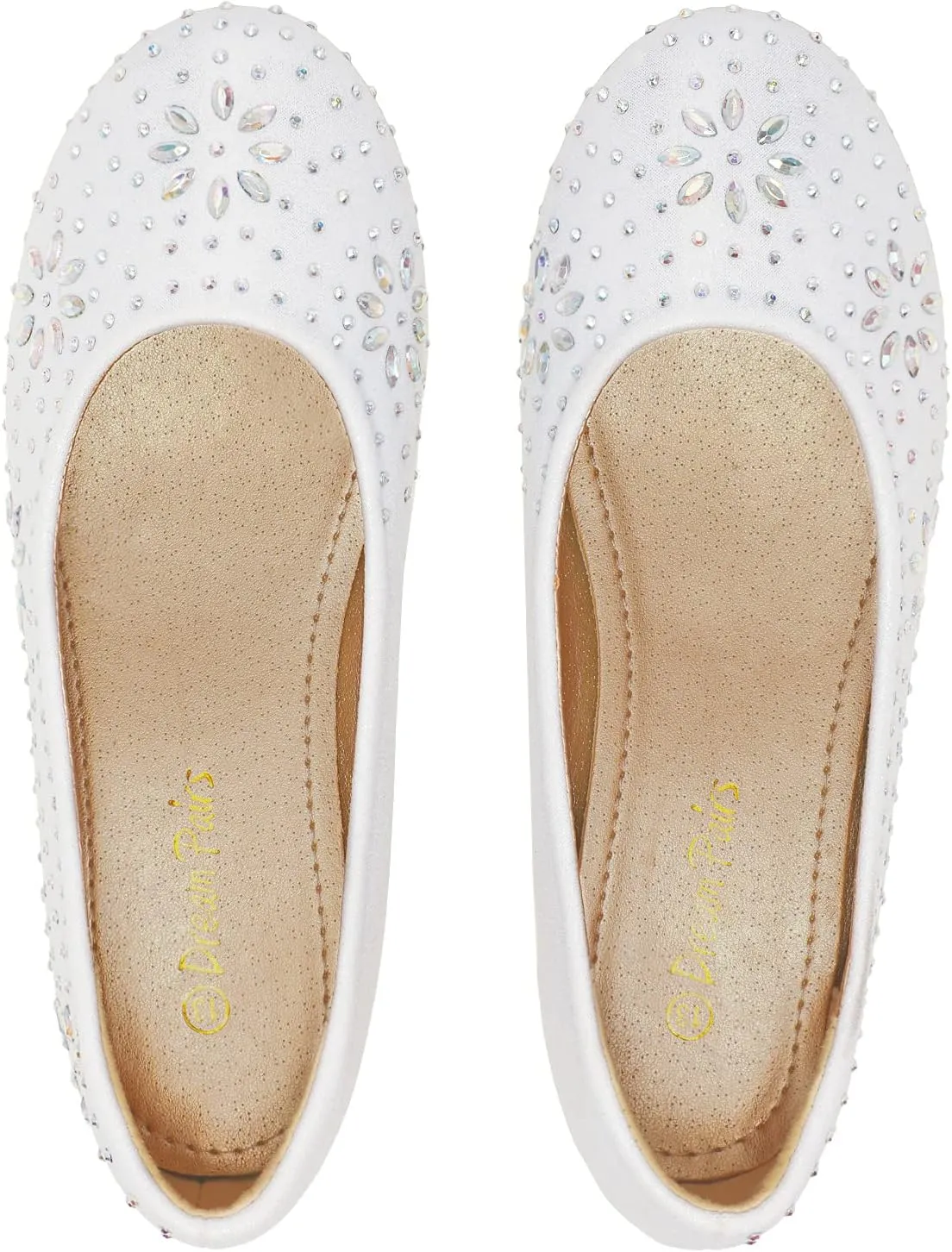 DREAM PAIRS Girls Dress Shoes Slip-on Rhinestone Glitter Ballet Flats for Wedding, Party, Birthday, Prom, Little Kid/Big Kid