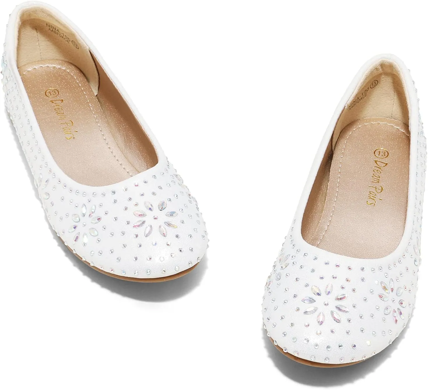 DREAM PAIRS Girls Dress Shoes Slip-on Rhinestone Glitter Ballet Flats for Wedding, Party, Birthday, Prom, Little Kid/Big Kid