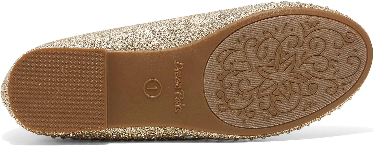 DREAM PAIRS Girls Dress Shoes Slip-on Rhinestone Glitter Ballet Flats for Wedding, Party, Birthday, Prom, Little Kid/Big Kid