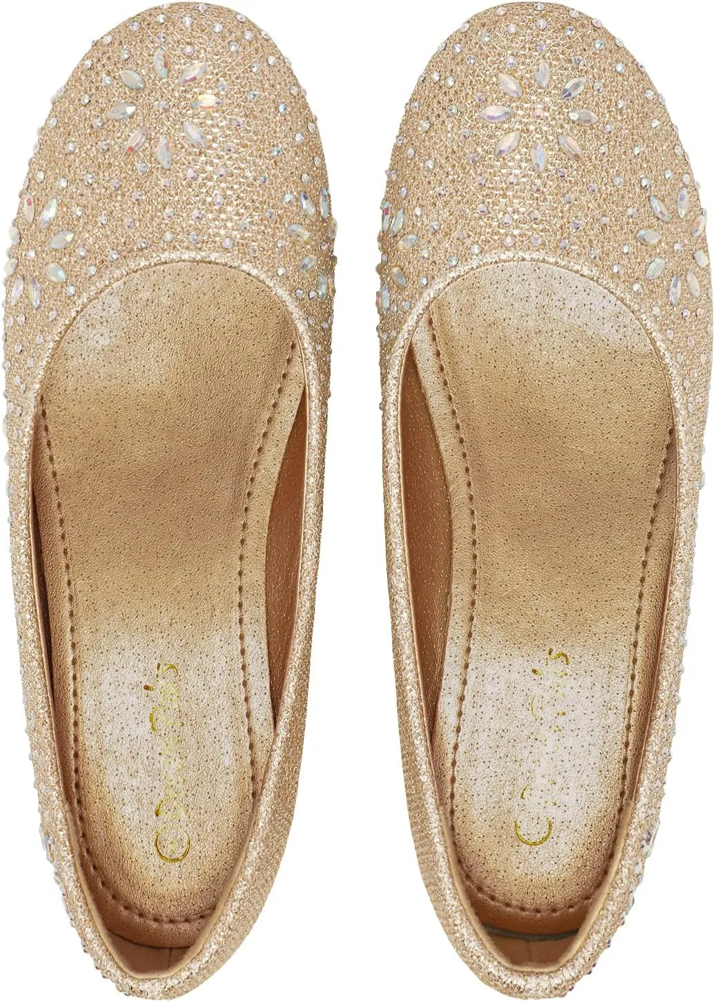 DREAM PAIRS Girls Dress Shoes Slip-on Rhinestone Glitter Ballet Flats for Wedding, Party, Birthday, Prom, Little Kid/Big Kid