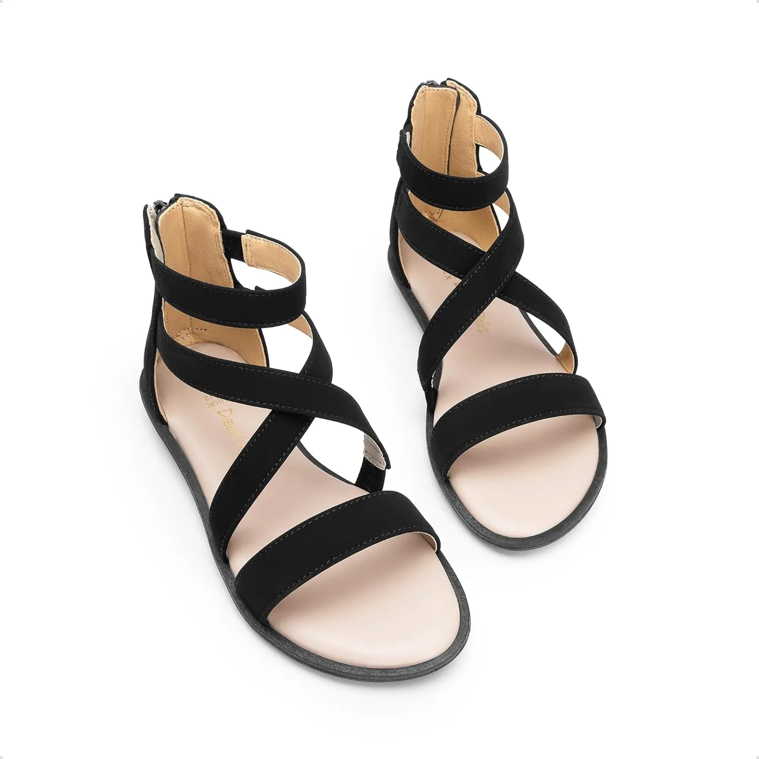 DREAM PAIRS Girls Gladiator Sandals with Zipper Strappy Sandals Toddler/Little Kid/Big Kid