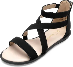DREAM PAIRS Girls Gladiator Sandals with Zipper Strappy Sandals Toddler/Little Kid/Big Kid