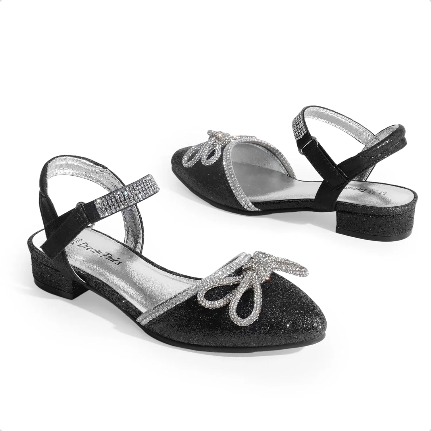 DREAM PAIRS Girls Sandals Closed Toe Dress Low Heels Pointed Toe Pump Flower Shoes for Little Big Kids Wedding Princess Party