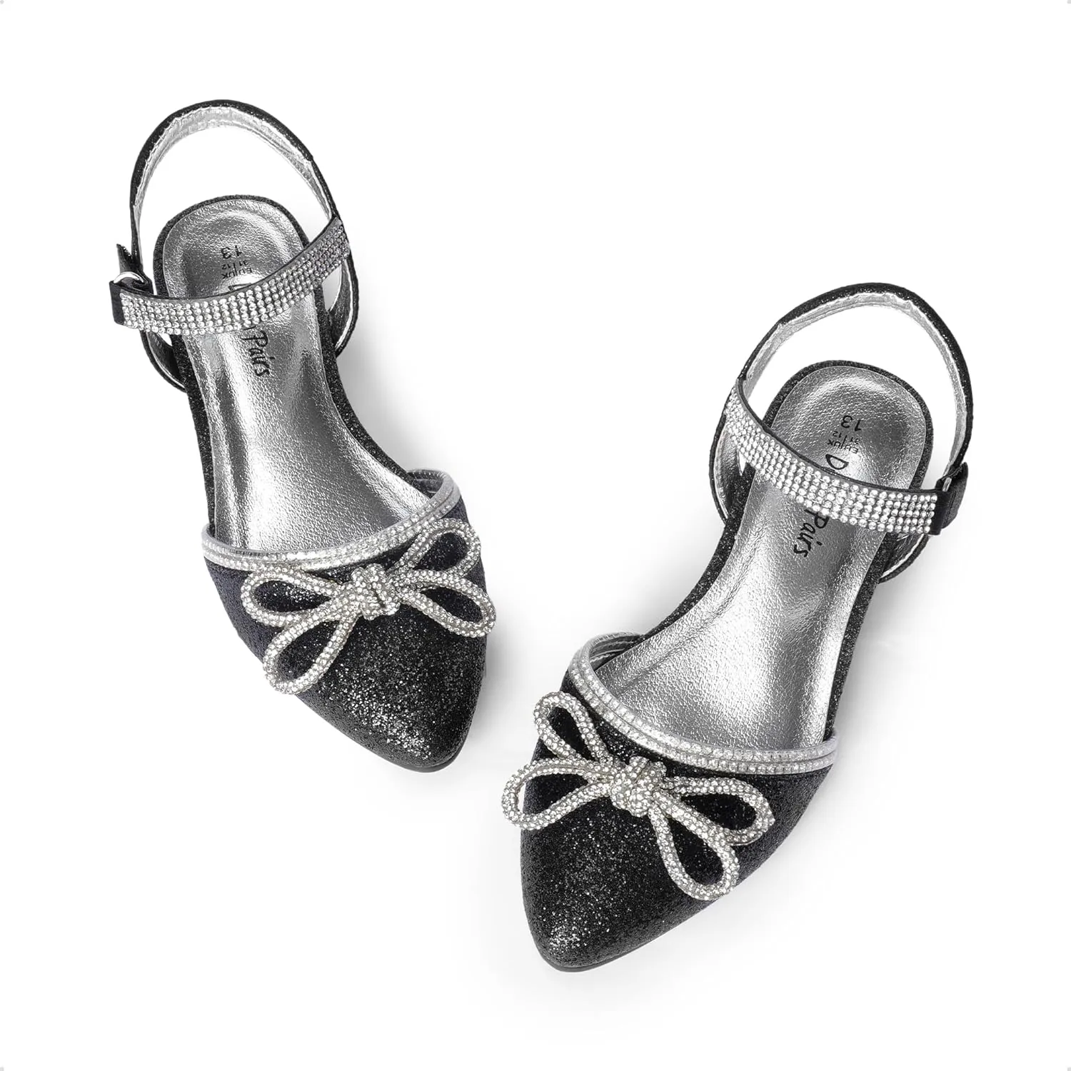 DREAM PAIRS Girls Sandals Closed Toe Dress Low Heels Pointed Toe Pump Flower Shoes for Little Big Kids Wedding Princess Party