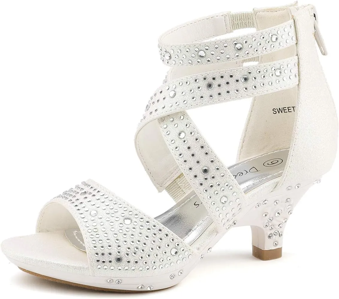 DREAM PAIRS Girls Sandals Low Heel Dress Pump Sandals