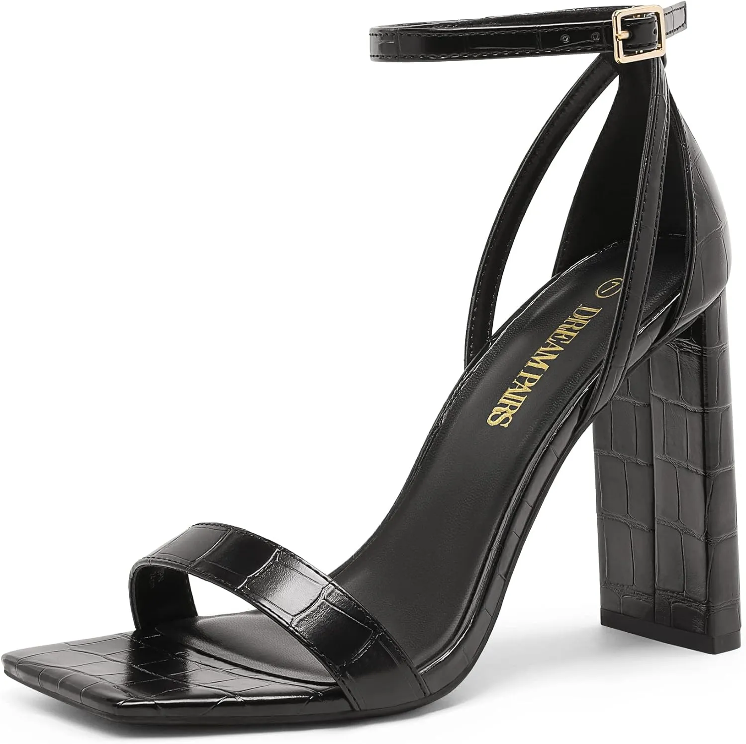DREAM PAIRS High Heels Chunky Block Square Toe Heels for Women Dressy Open Toe Heel Sandals