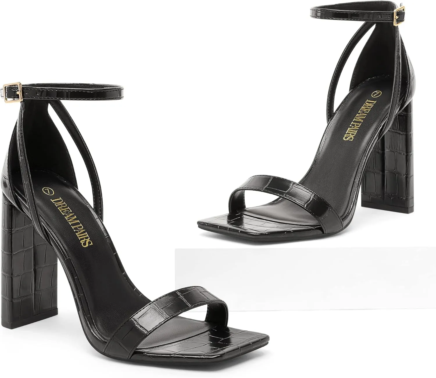 DREAM PAIRS High Heels Chunky Block Square Toe Heels for Women Dressy Open Toe Heel Sandals
