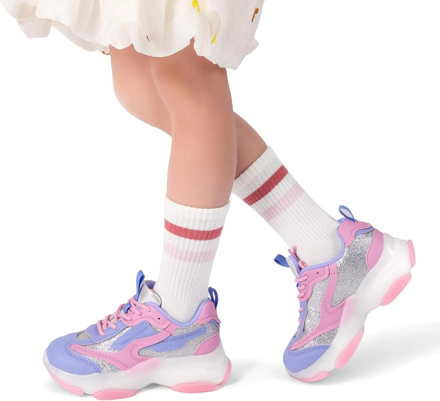 DREAM PAIRS Kids Girls Sneakers Jelly Sole Lace up Shoes Lightweight Walking Shoes for Girls Boys