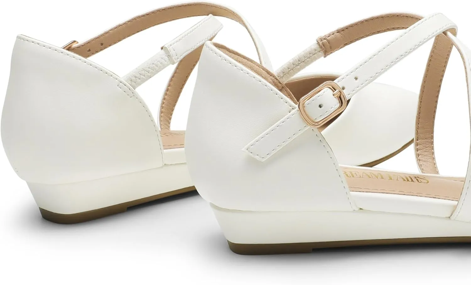 DREAM PAIRS Pointed Toe Low Wedge Heeled Ankle Strap Flats Shoes for Women Dressy Comfortable, Casual Slip-on Dress Shoes for Business Office and Work