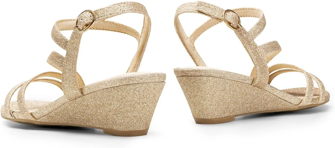DREAM PAIRS Strappy Wrapped Dressy Wedge Sandals, Comfortable Ankle Strap Open Toe Evening Dress Wedding Dance Summer Shoes
