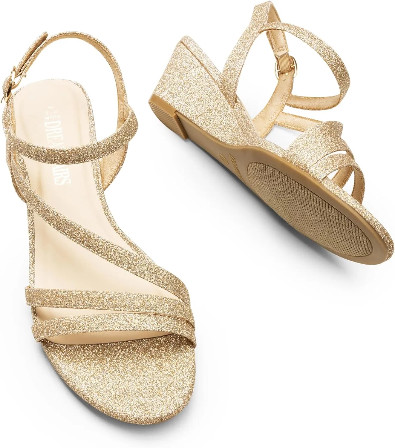DREAM PAIRS Strappy Wrapped Dressy Wedge Sandals, Comfortable Ankle Strap Open Toe Evening Dress Wedding Dance Summer Shoes