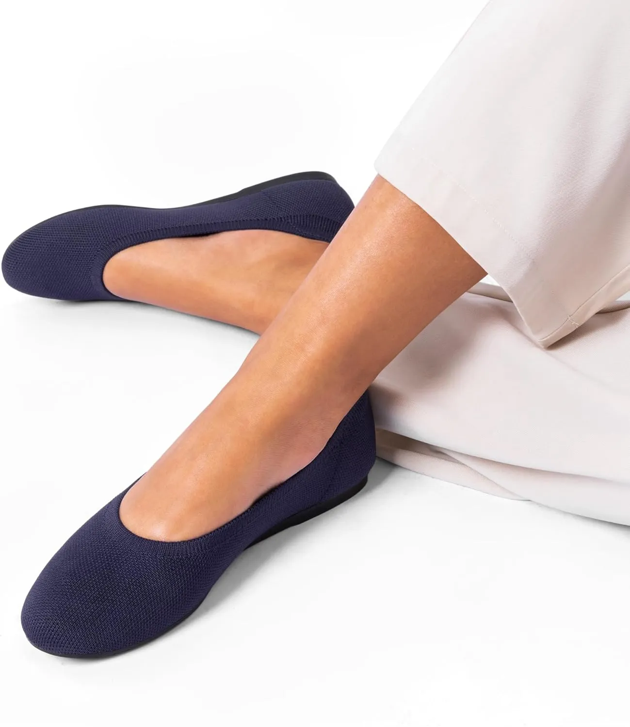 DREAM PAIRS Wide Ballet Flats Shoes for Women, Width Foldable Knit Women's Flats with Arch Support, Comfortable Shoes for Women Dressy Casual Work Office