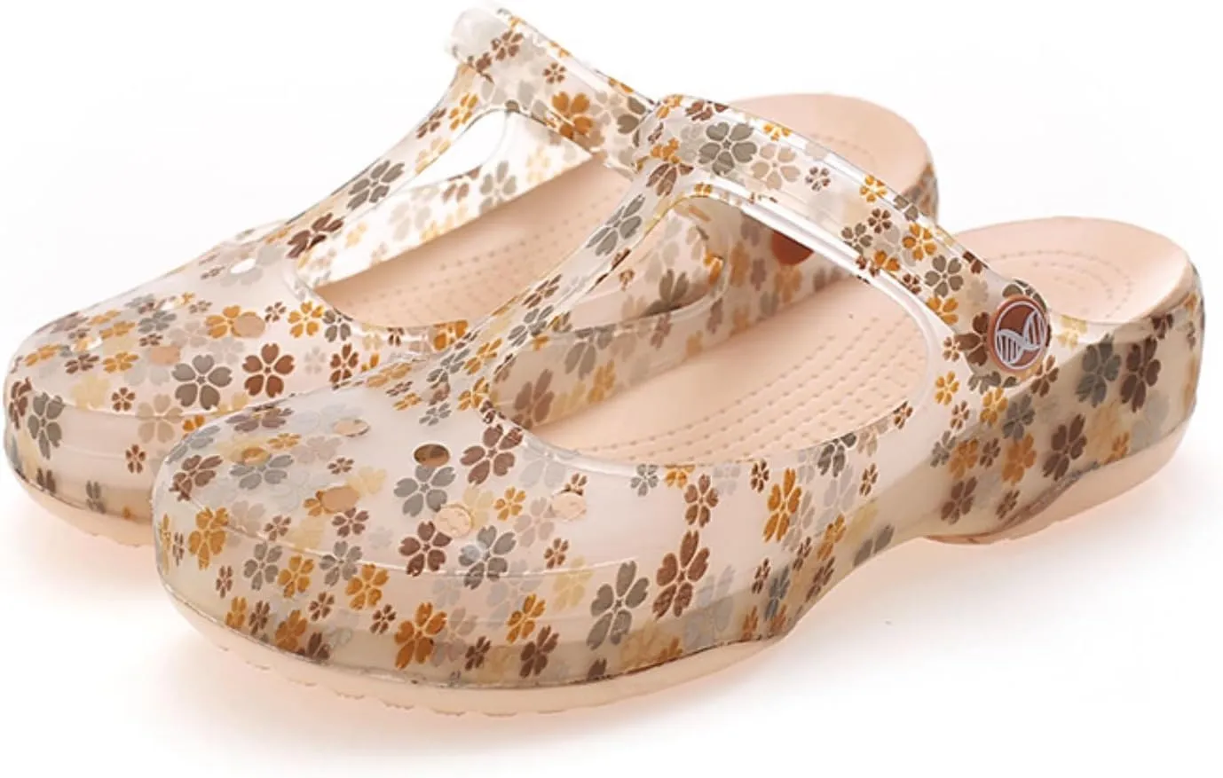 Elegant Transparent Non-Slip Clogs for Women - Comfortable Indoor/Outdoor Garden Sandals, Brown