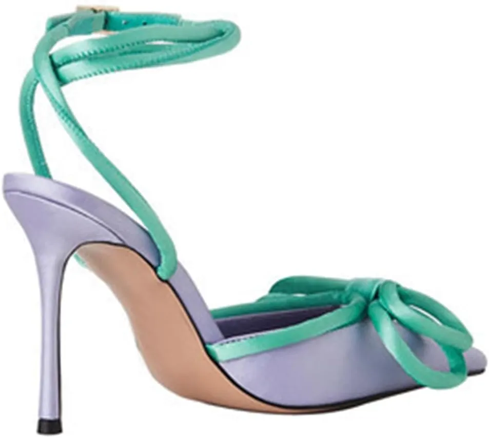 Elegant Women's Sexy Closed Toe Sandals with Bowknot, Fashion Large Size Ponited Toe High Heels for Party, Banquet And Fashion Show