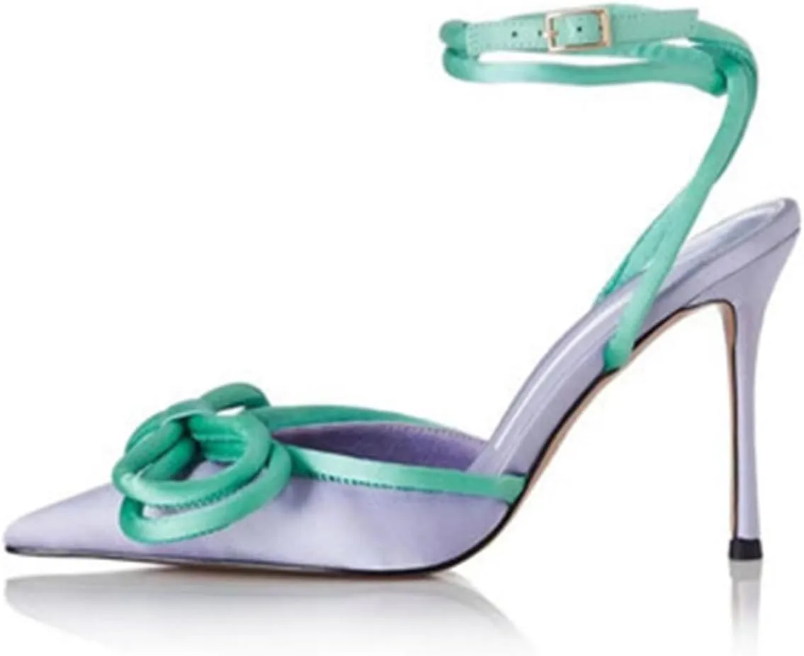 Elegant Women's Sexy Closed Toe Sandals with Bowknot, Fashion Large Size Ponited Toe High Heels for Party, Banquet And Fashion Show