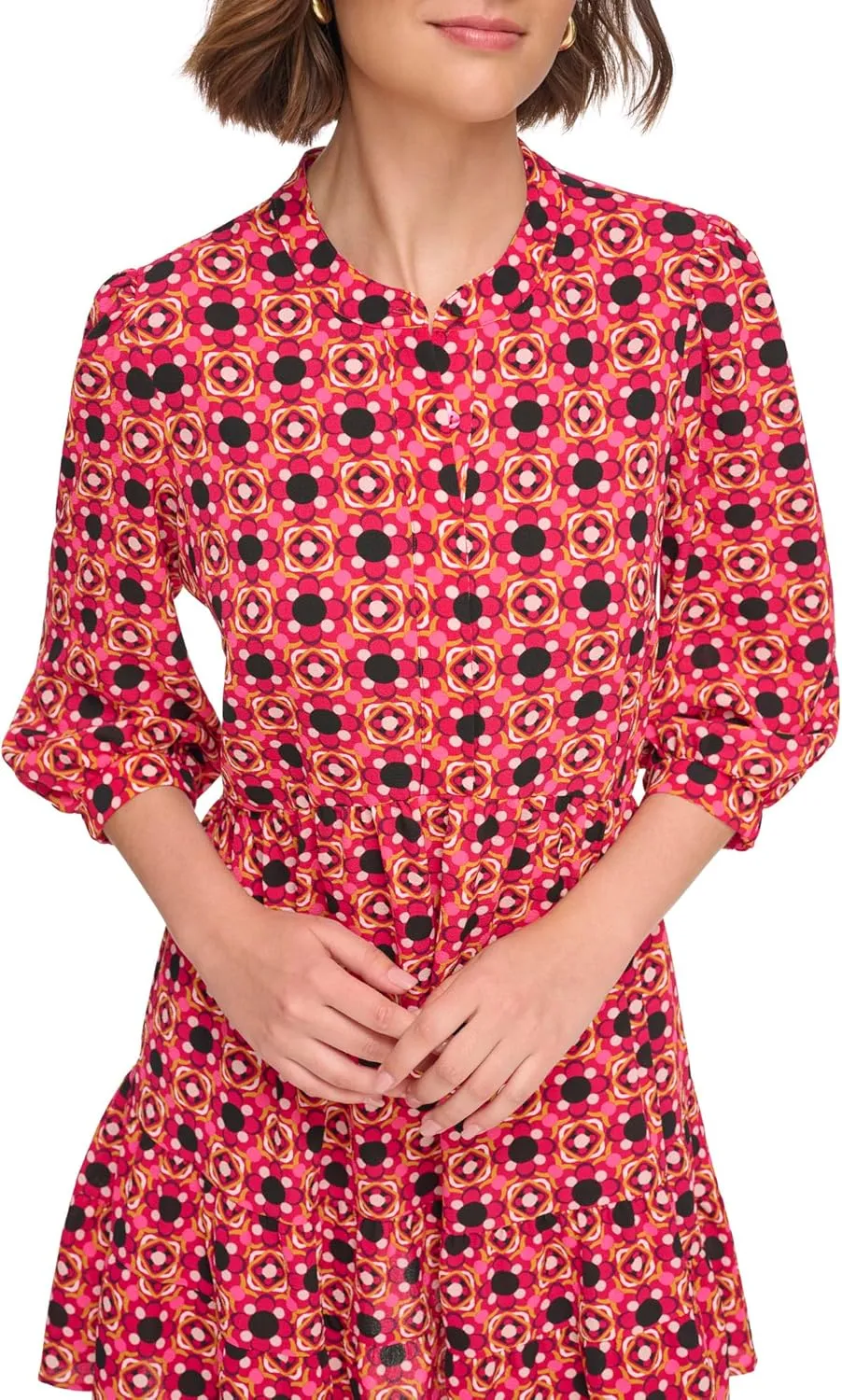 Eliza J Women's 3/4 Sleeve Crew Neck Short Dress