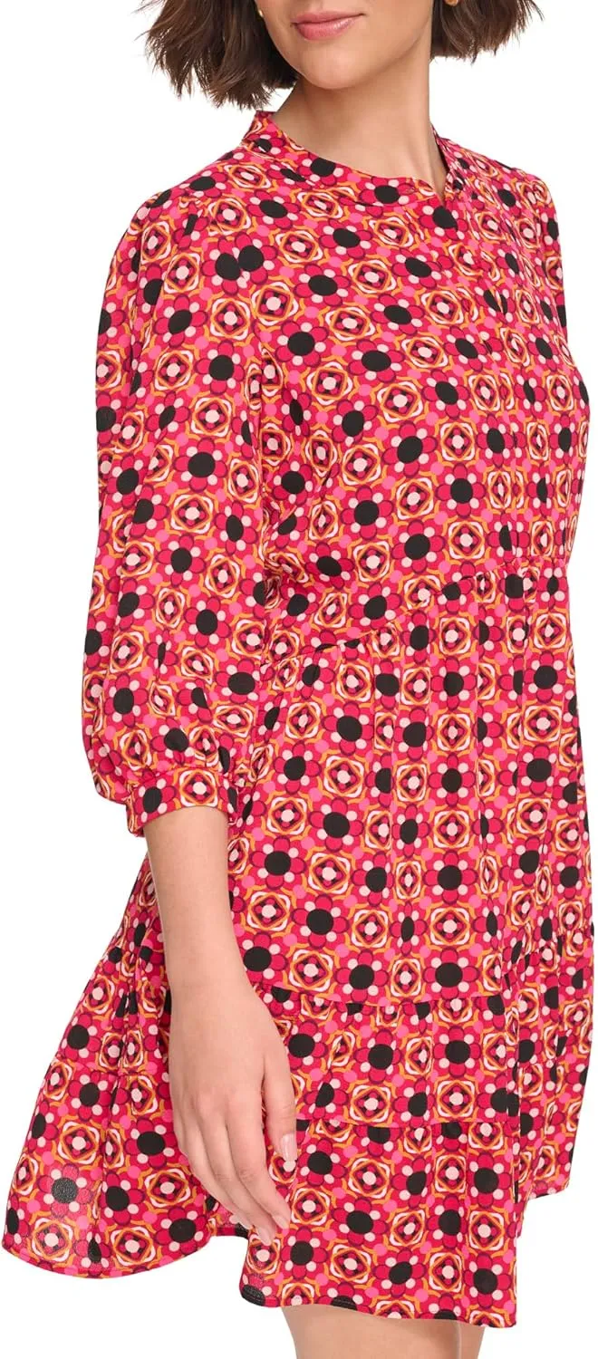 Eliza J Women's 3/4 Sleeve Crew Neck Short Dress