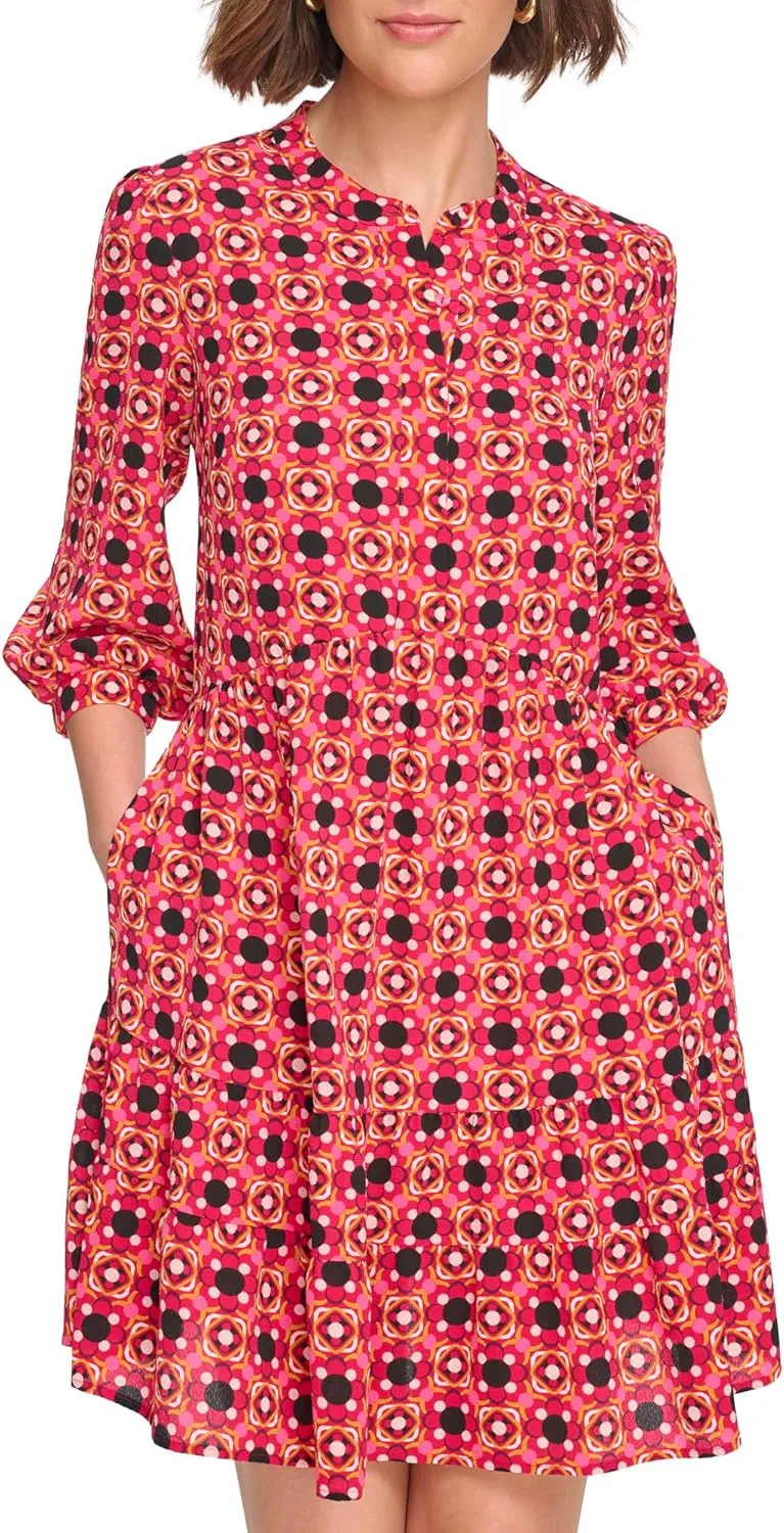 Eliza J Women's 3/4 Sleeve Crew Neck Short Dress
