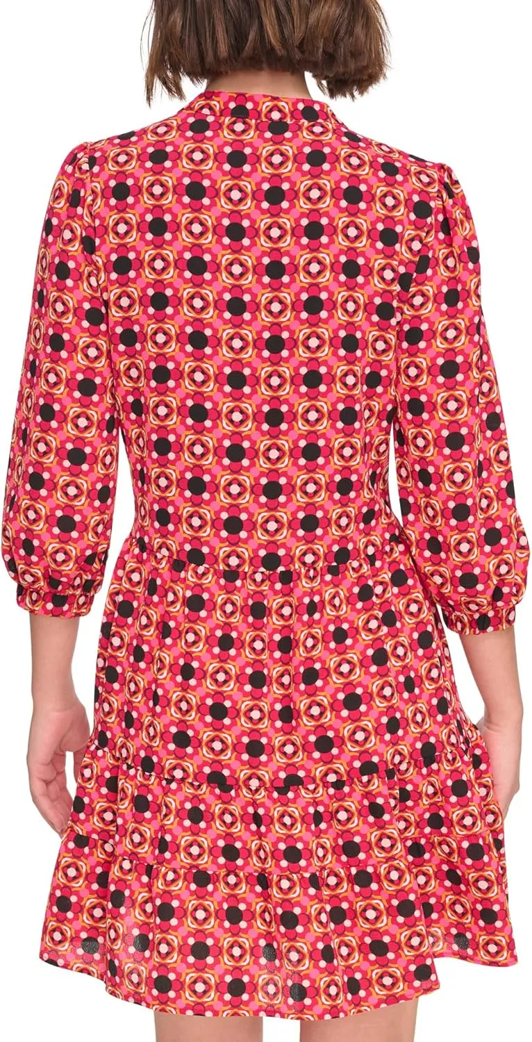 Eliza J Women's 3/4 Sleeve Crew Neck Short Dress