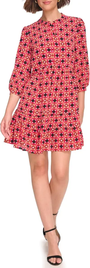 Eliza J Women's 3/4 Sleeve Crew Neck Short Dress