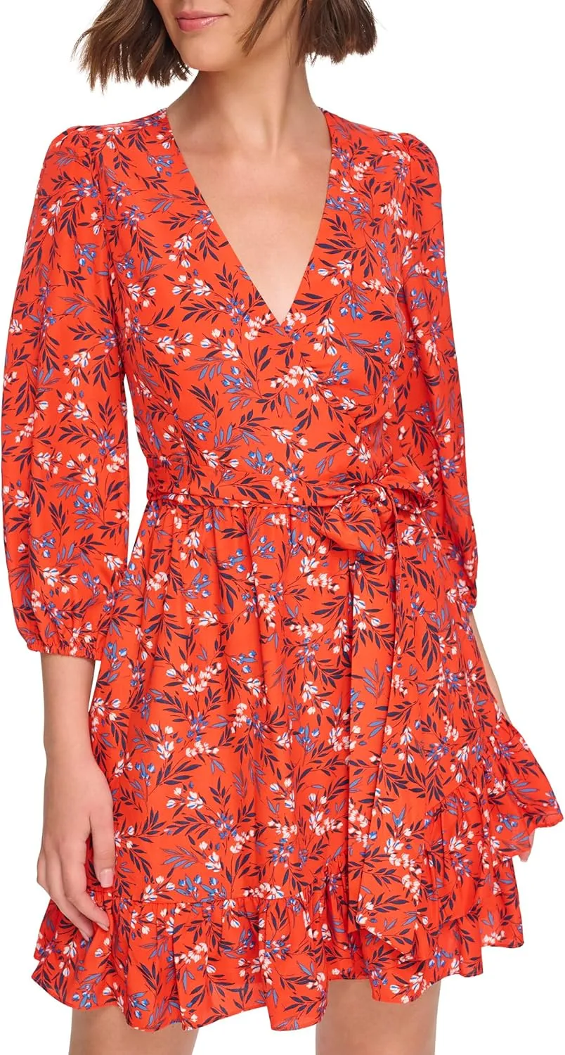 Eliza J Women's 3/4 Sleeve V-Neck Short Dress