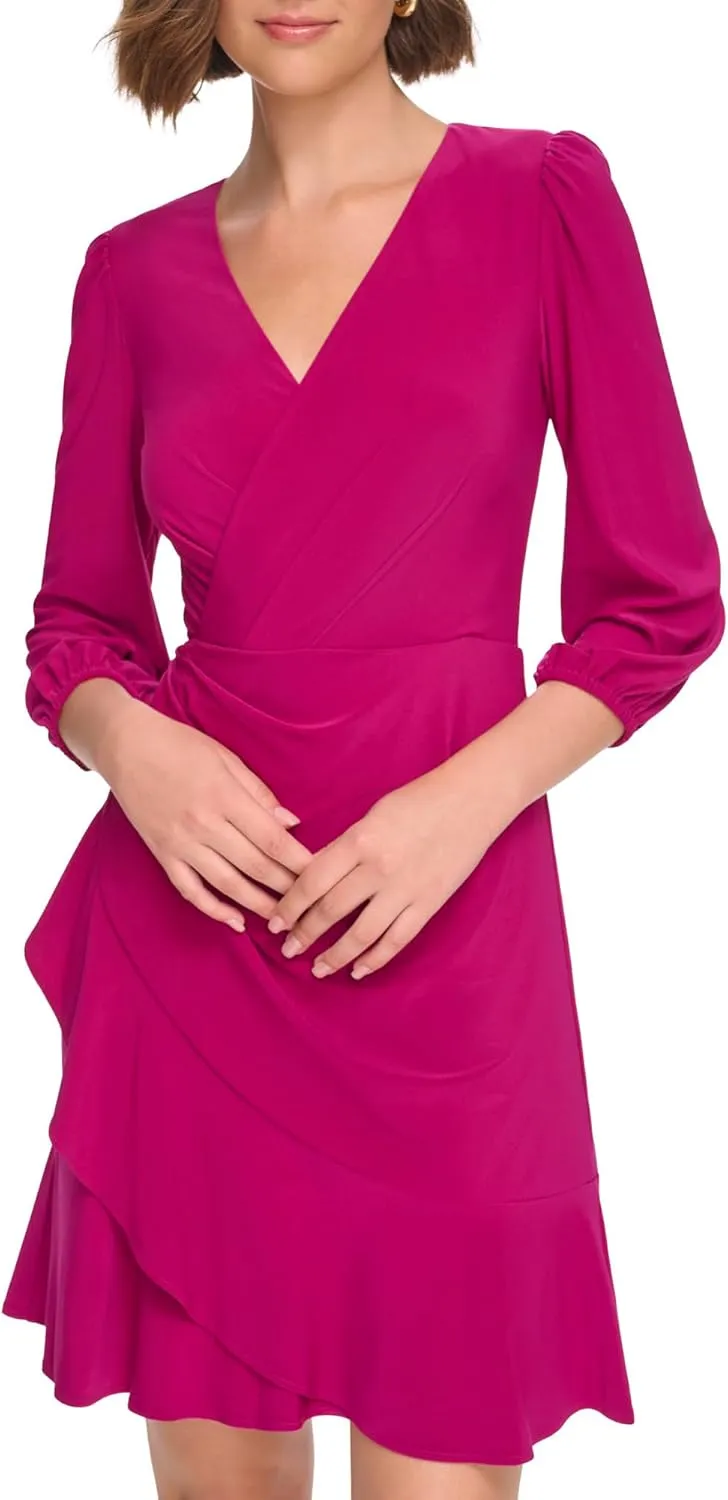 Eliza J Women's 3/4 Sleeve V-Neck Short Dress