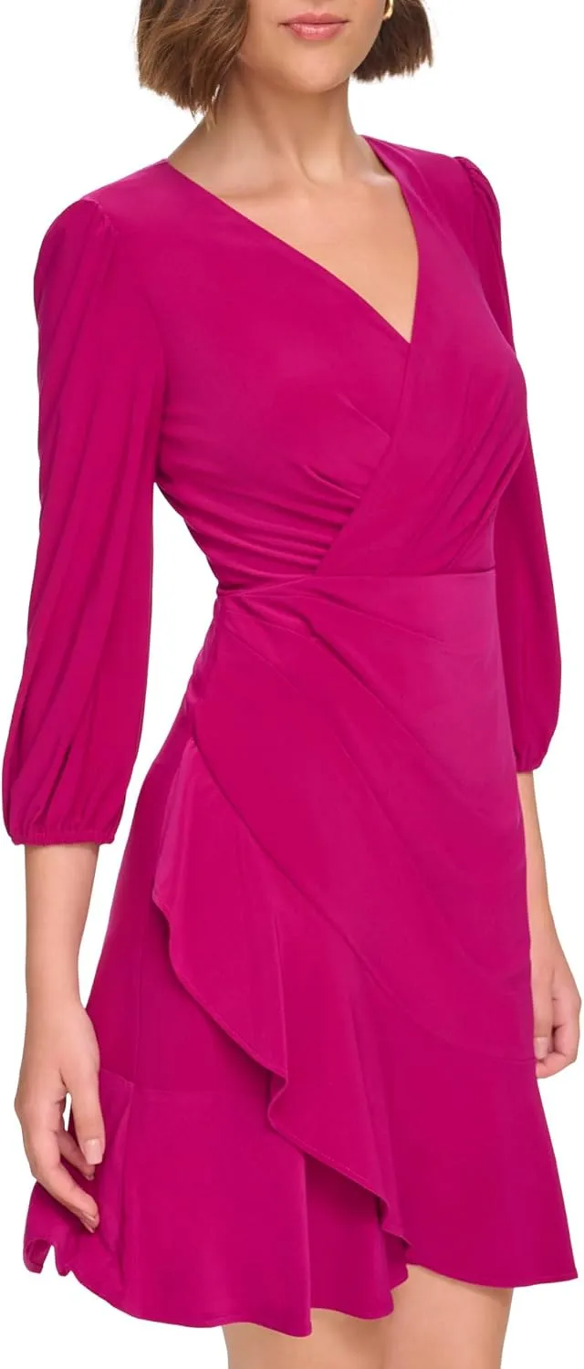 Eliza J Women's 3/4 Sleeve V-Neck Short Dress