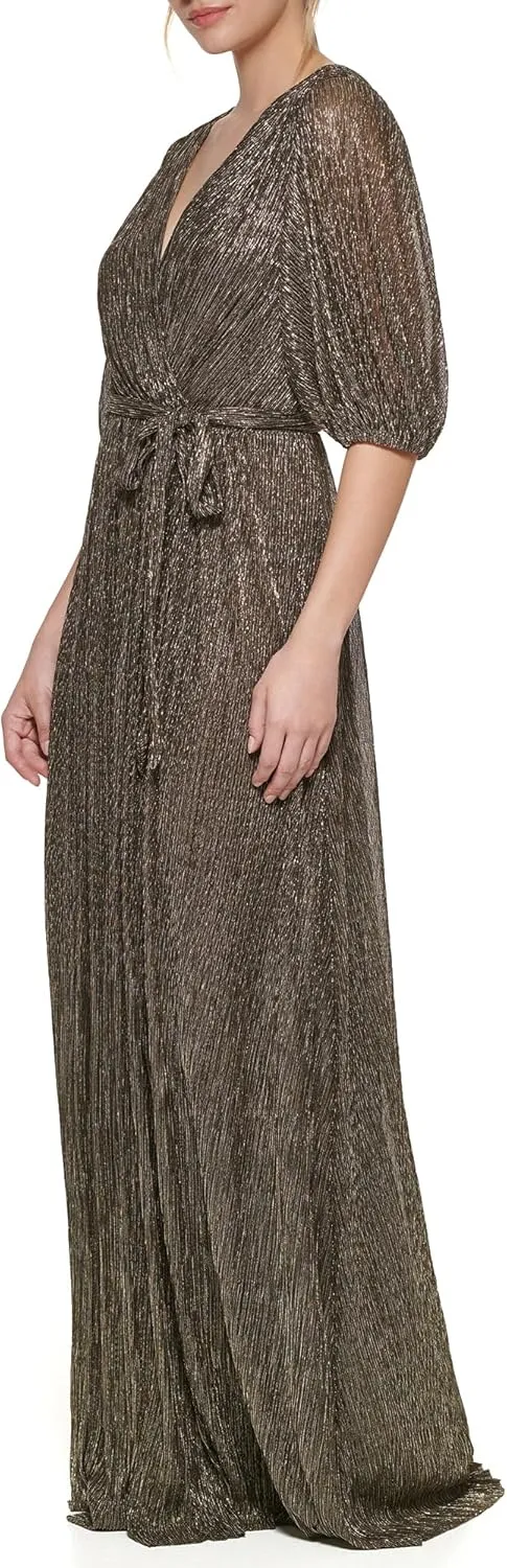 Eliza J Women's Elbow Sleeve V-Neck Long Dress