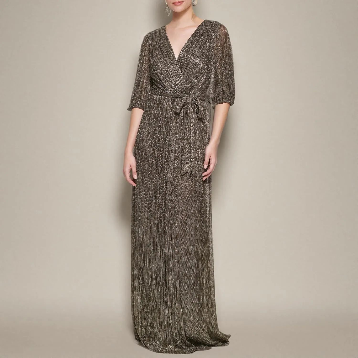 Eliza J Women's Elbow Sleeve V-Neck Long Dress