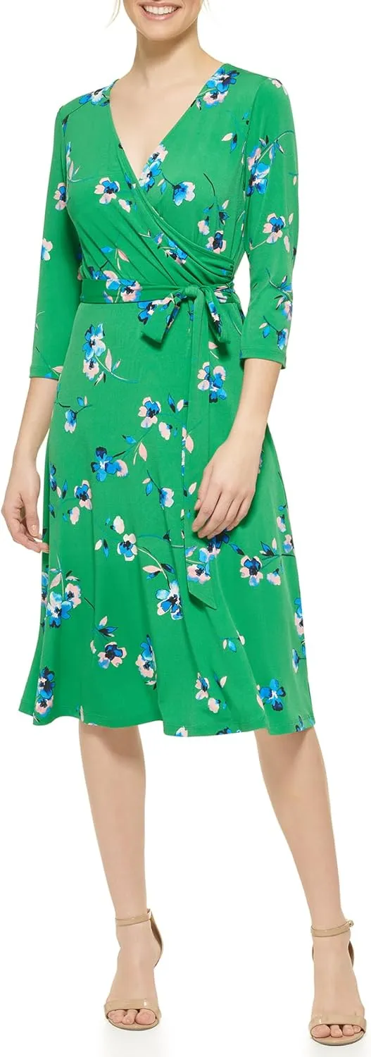 Eliza J Women's Elbow Sleeve V-Neck Midi Dress