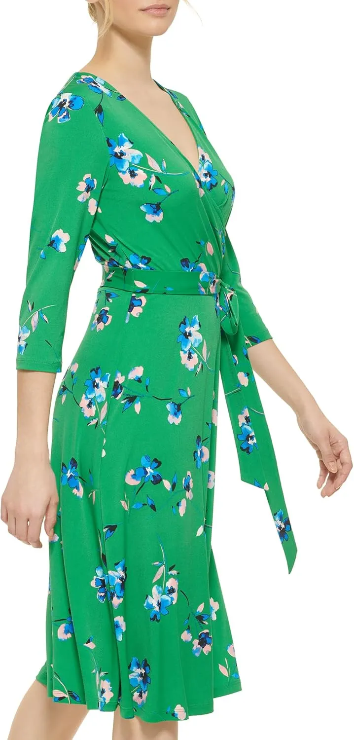 Eliza J Women's Elbow Sleeve V-Neck Midi Dress