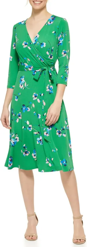 Eliza J Women's Elbow Sleeve V-Neck Midi Dress