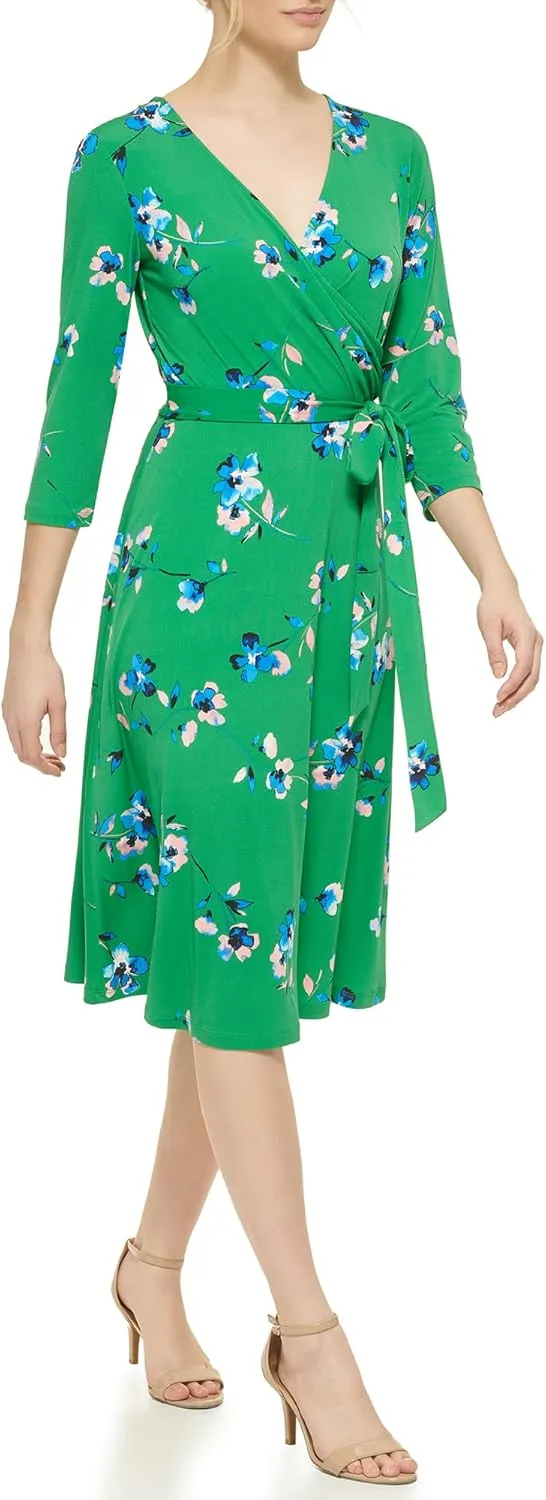 Eliza J Women's Elbow Sleeve V-Neck Midi Dress