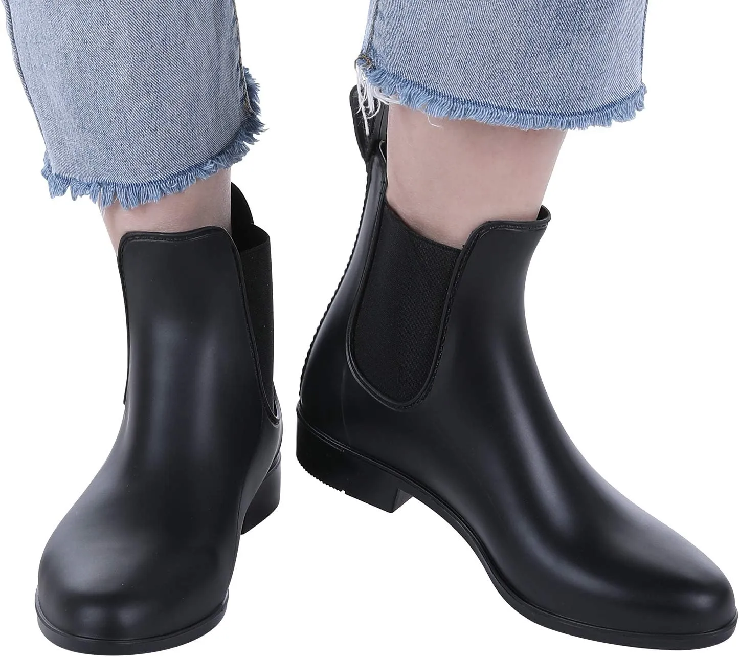 Evshine Women's Short Ankle Rain Boots Lightweight Chelsea Rain Boots Rubber Waterproof Booties