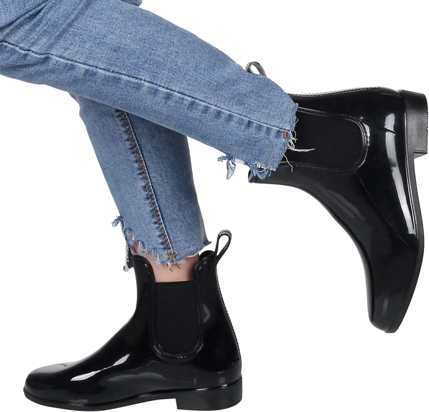 Evshine Women's Short Ankle Rain Boots Lightweight Chelsea Rain Boots Rubber Waterproof Booties