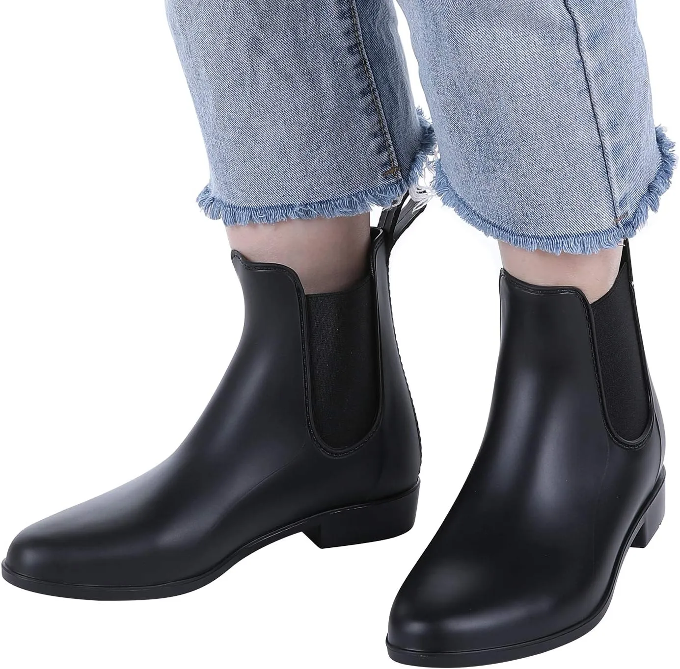 Evshine Women's Short Ankle Rain Boots Lightweight Chelsea Rain Boots Rubber Waterproof Booties