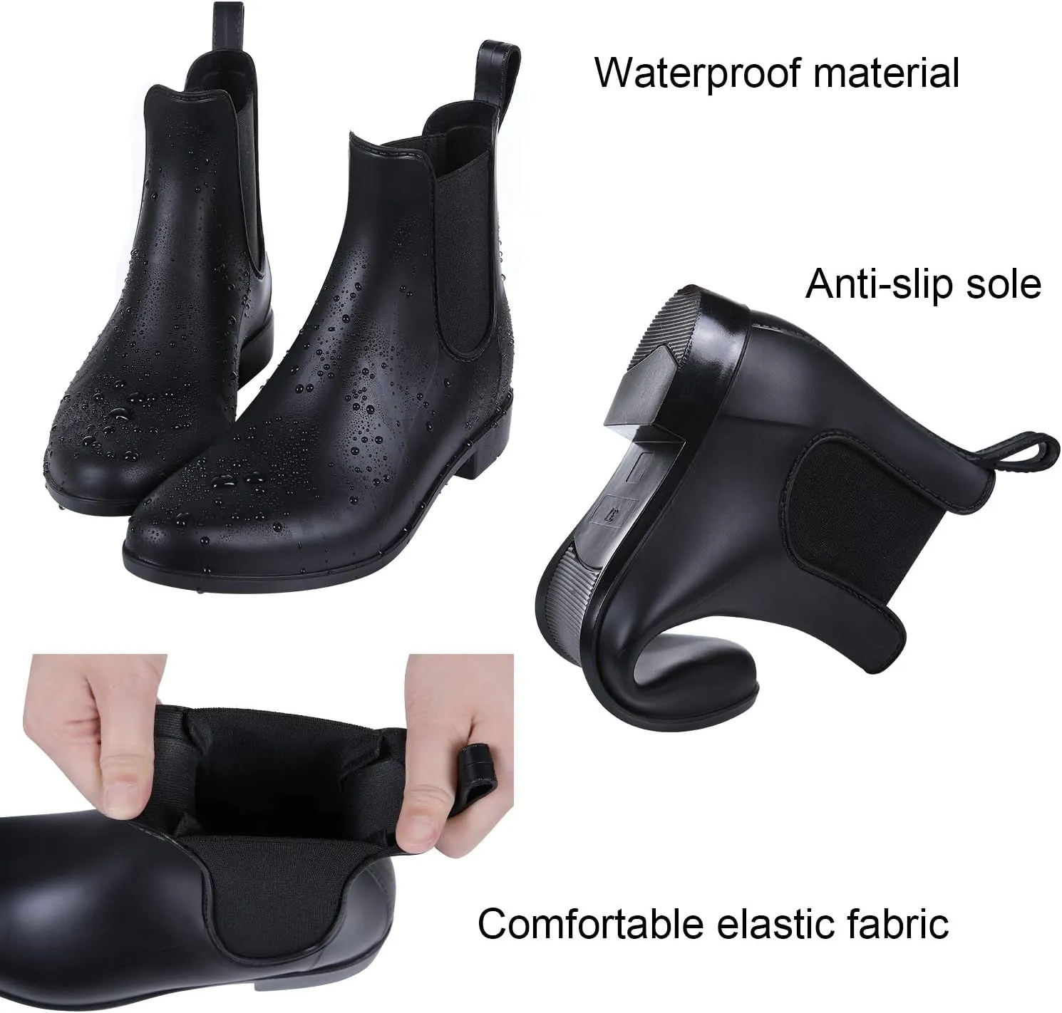 Evshine Women's Short Ankle Rain Boots Lightweight Chelsea Rain Boots Rubber Waterproof Booties
