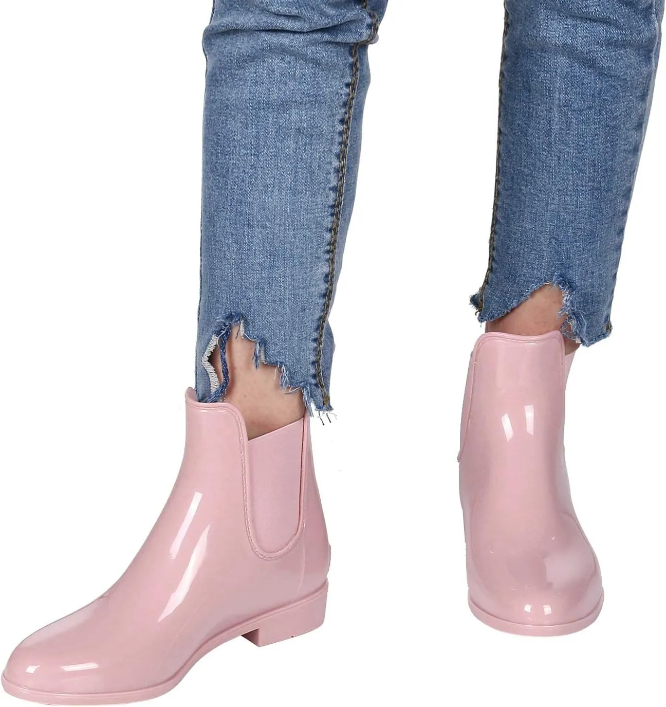 Evshine Women's Short Ankle Rain Boots Lightweight Chelsea Rain Boots Rubber Waterproof Booties