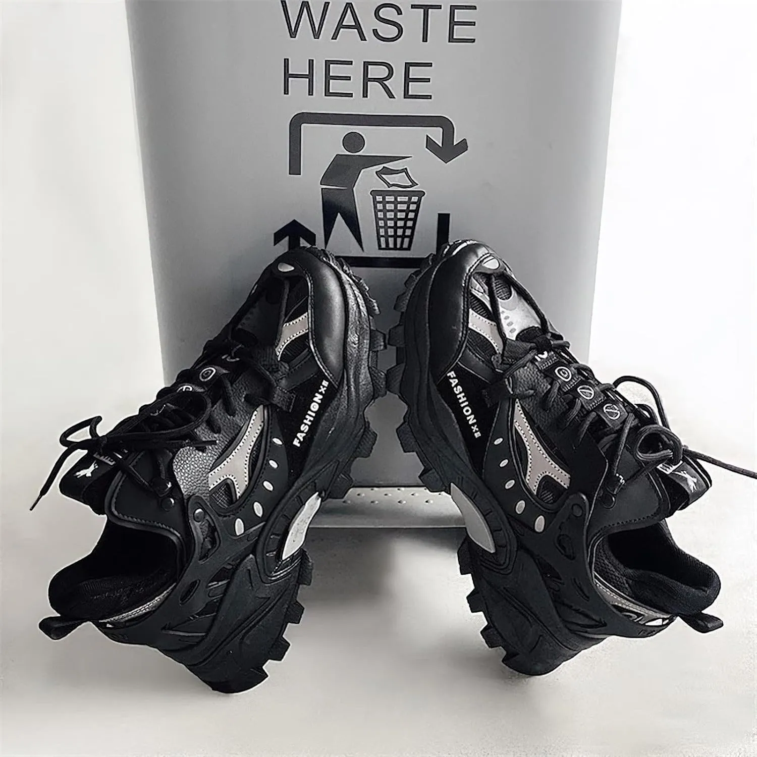 Exusiai Men's Chunky Sole Sneakers Stylish Lace-Up Dad Shoes Platform Athletic Breathable Walking Running Shoes for Comfort & Durability