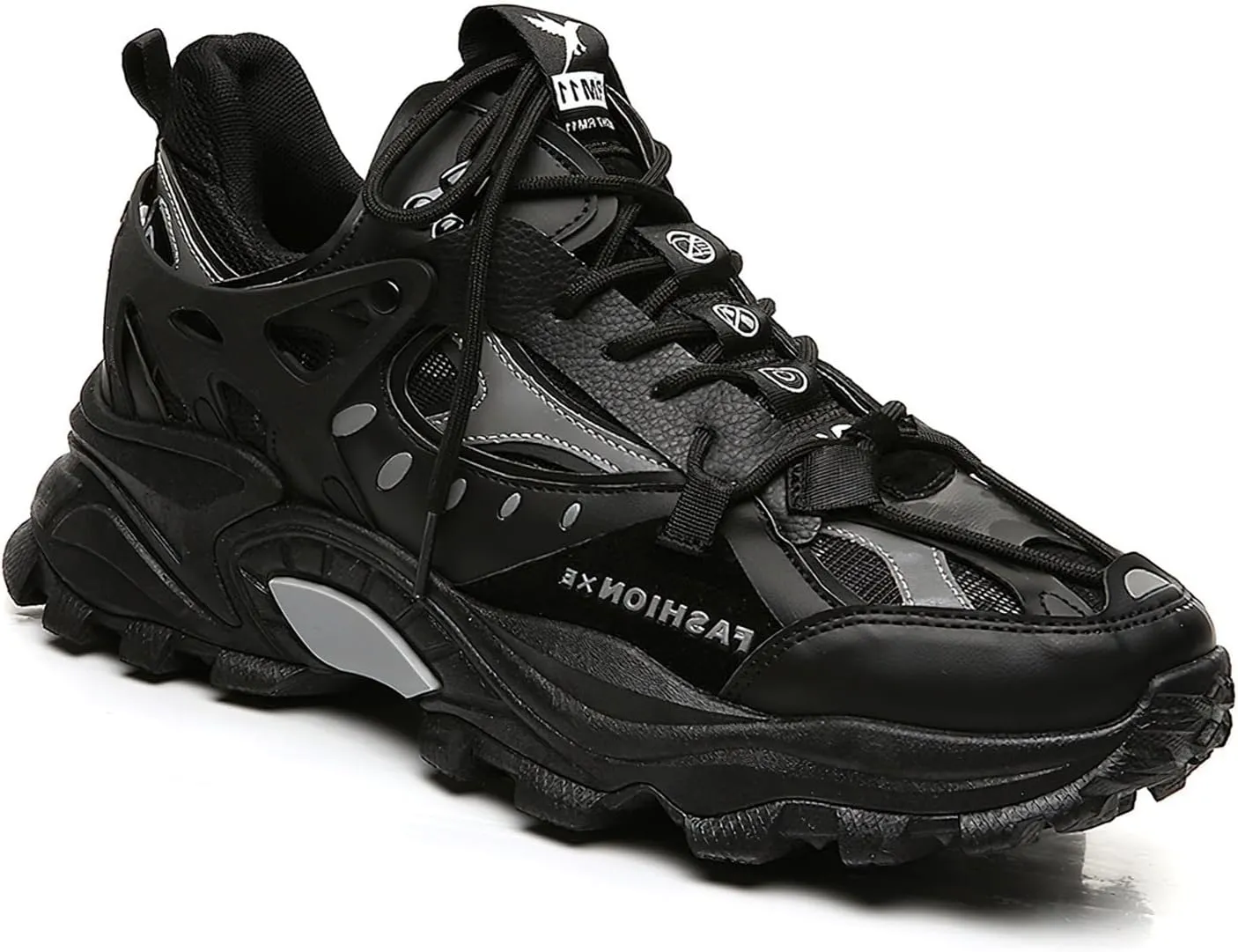 Exusiai Men's Chunky Sole Sneakers Stylish Lace-Up Dad Shoes Platform Athletic Breathable Walking Running Shoes for Comfort & Durability