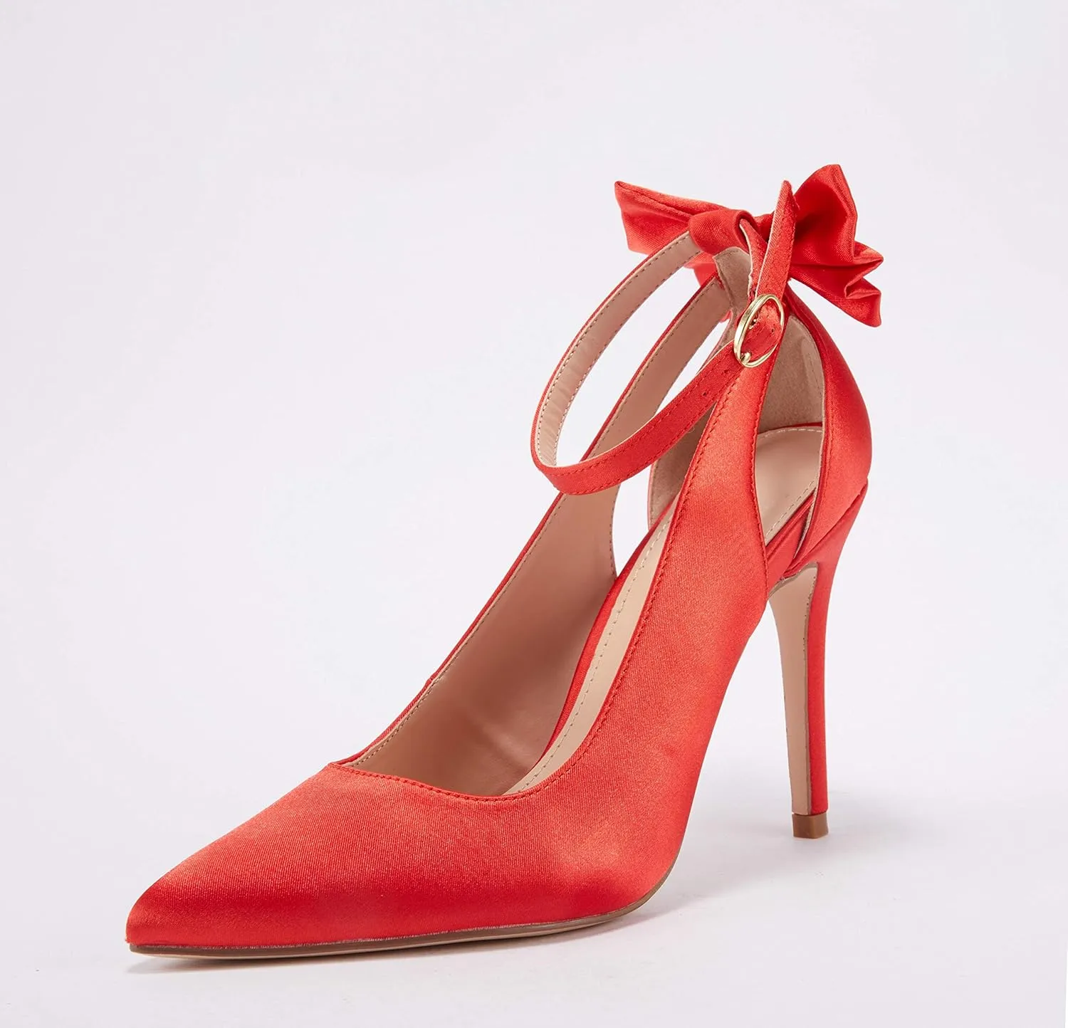 Fashare Womens High Heels Bow Tie Back Sexy Stiletto Ankle Strap Wedding Dress Pumps Shoes