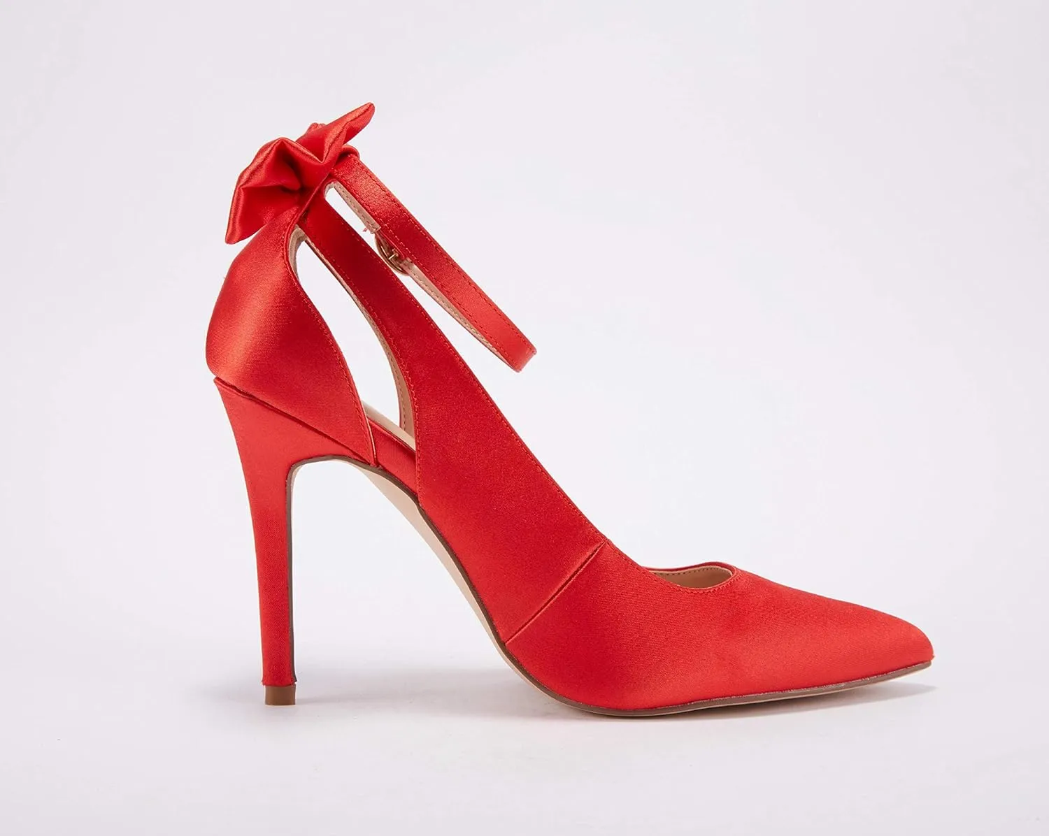 Fashare Womens High Heels Bow Tie Back Sexy Stiletto Ankle Strap Wedding Dress Pumps Shoes
