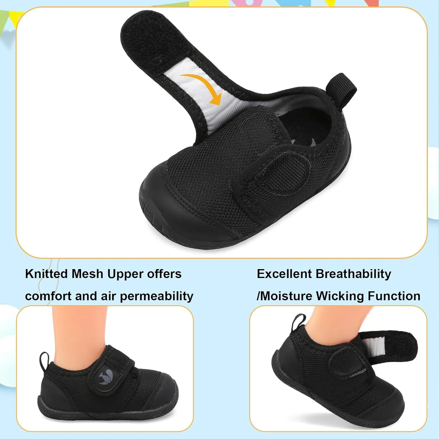 FEETCITY Baby First Walking Shoes Boys Girls Infant Sneakers Crib Shoes Breathable Lightweight Slip On Shoes