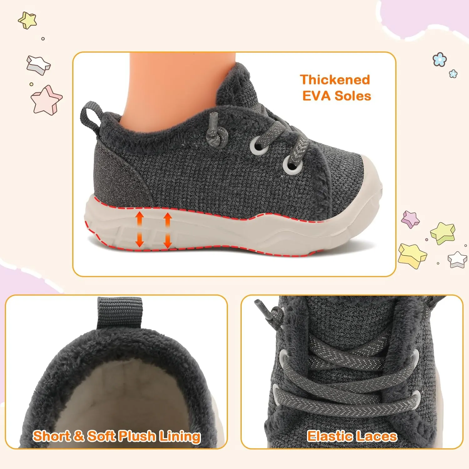 FEETCITY Wide Boys & Girls Winter Shoes - Barefoot & Walking Shoes, Slip On, Tennis Design