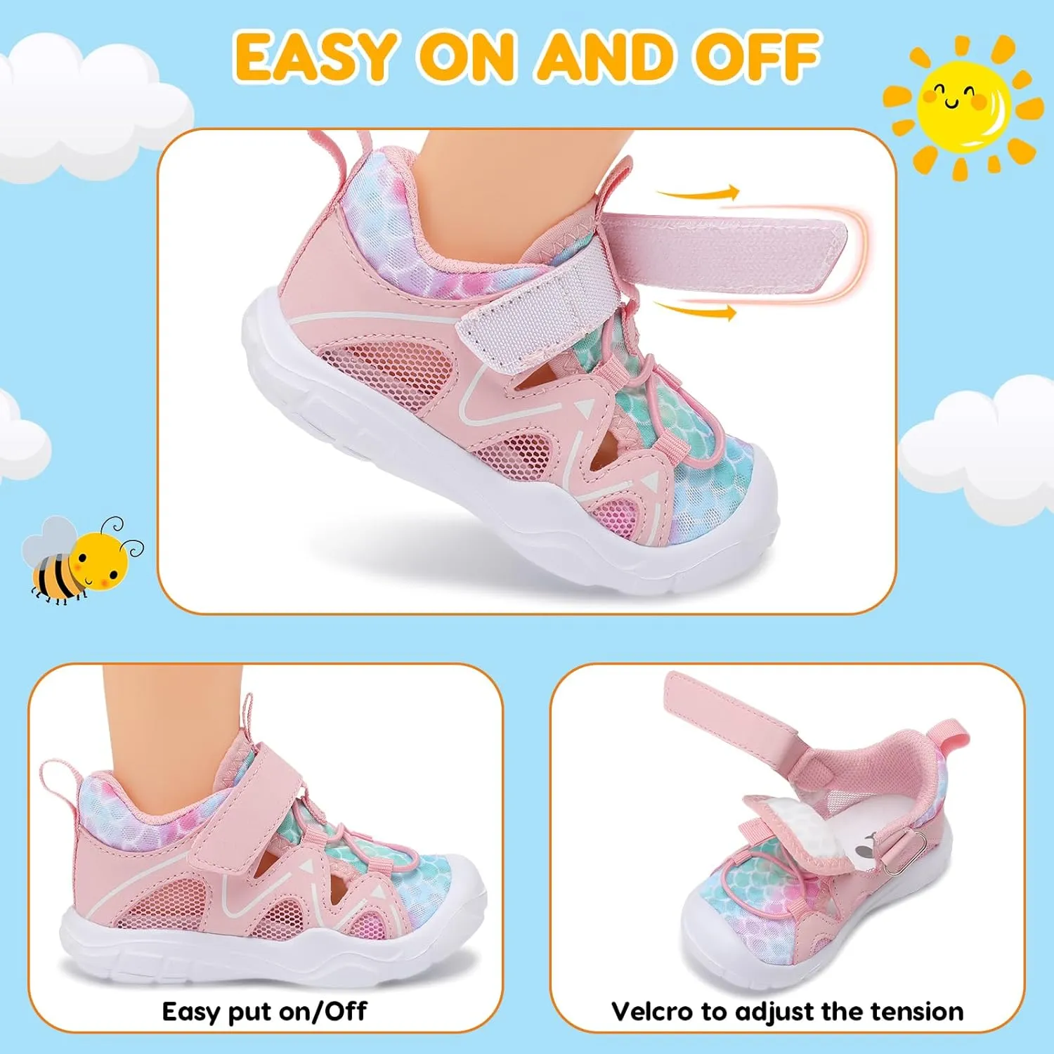 FEETCITY Wide Toddler Shoes Slip on Sneakers Boys Girls Toddler Tennis Shoes Sports Shoes Walking Shoes