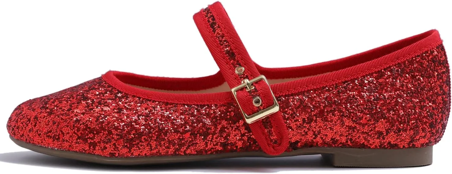 FEVERSOLE Women's Soft Cushion Extra Padded Comfort Round Toe Mary Jane Metal Buckle Fashion Ballet Flats Walking Shoes